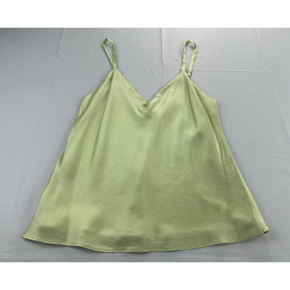 Natori Y2K 100% Silk Cami Tank Top Women's Medium Green Satin Adjustable Straps - Picture 2 of 10